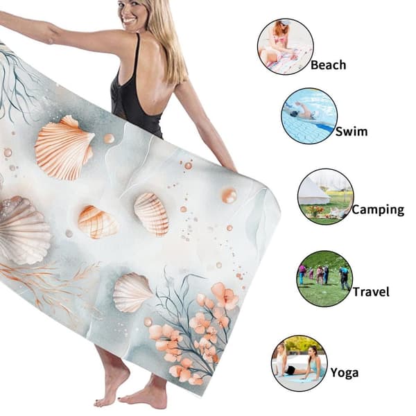 Bomclap Rantapyyhe 70x140cm - Muscheln - Design - Kylpypyyhe Matkapyyhe