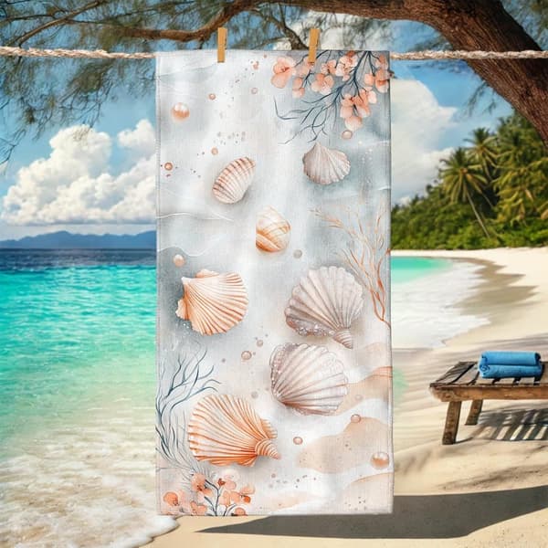 Bomclap Rantapyyhe 70x140cm - Muscheln - Design - Kylpypyyhe Matkapyyhe