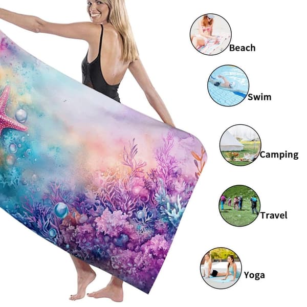 Bomclap Strandhandduk 70x140cm - Meeresmotiv mit Seestern - Badhandduk Reisehandduk