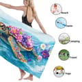 Pikkukuva 3 / 4: Bomclap Rantapyyhe 70x140cm - Meeresschildkröte mit Blumen - Kylpypyyhe Matkapyyhe