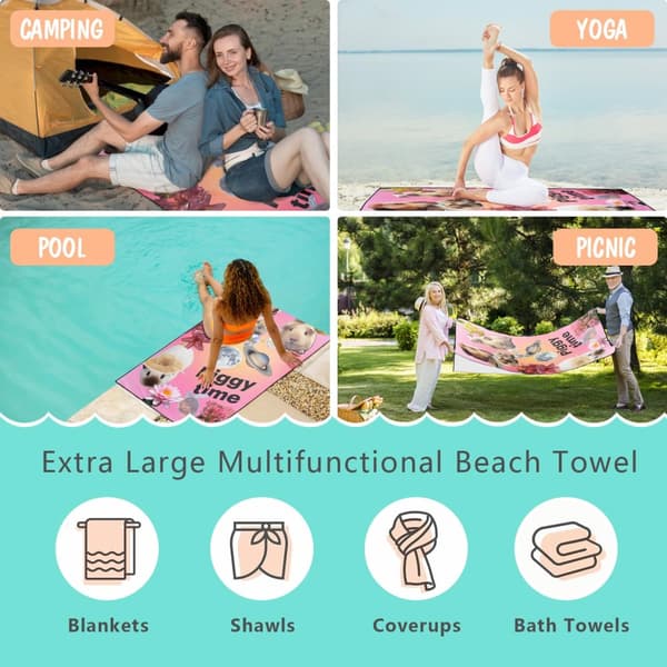Bomclap UV-beskyttende 70*140CM overdimensioneret strakt strandark - mikrofiber, beskyttelse mod solstråler