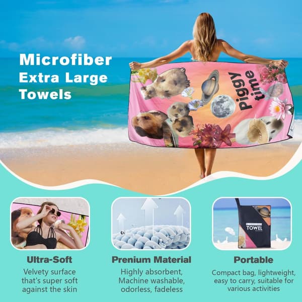 Bomclap UV-beskyttende 70*140CM overdimensioneret strakt strandark - mikrofiber, beskyttelse mod solstråler