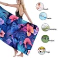 Pikkukuva 3 / 4: Bomclap Rantapyyhe 70x140cm - Türkisfarbene Blumen und Blätter - Motif - Kylpypyyhe Matkapyyhe