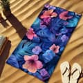 Pikkukuva 4 / 4: Bomclap Rantapyyhe 70x140cm - Türkisfarbene Blumen und Blätter - Motif - Kylpypyyhe Matkapyyhe