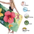 Miniatyrbillede 4 af 4: Bomclap Strandhåndklæde 70x140cm - Hibiscusblumen und Schmetterlinge - Motiv - Badehåndklæde Rejsehåndklæde