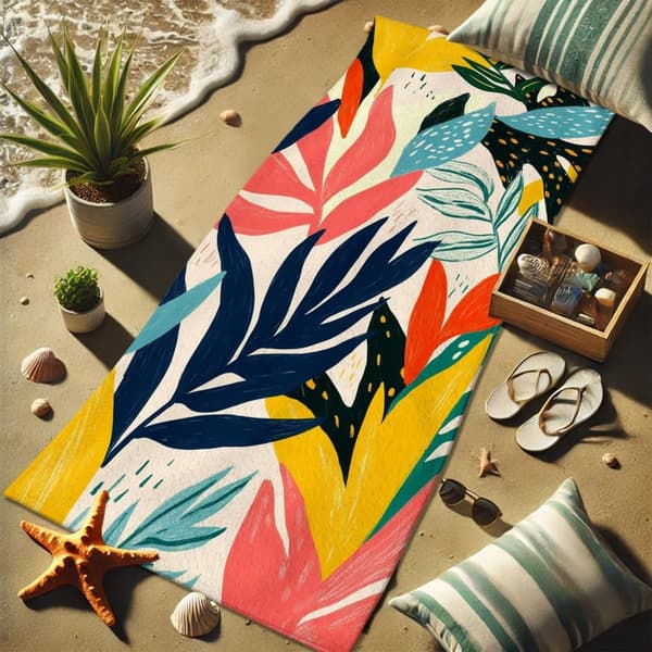 Bomclap Rantapyyhe 70x140cm - Vielfarbige Blattmuster - Kylpypyyhe Matkapyyhe