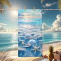 Miniatyrbillede 1 af 4: Bomclap Strandhåndklæde 70x140cm - Seestern und Muscheln am Strand - Badehåndklæde Rejsehåndklæde