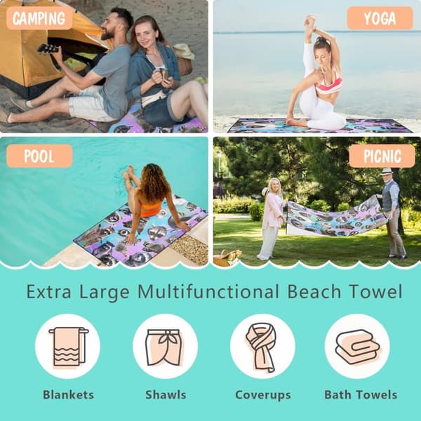 Bomclap Antisläpande baksida 70*140CM överdimensionerat streckat mikrofiber strandlakan - säkert på ytor