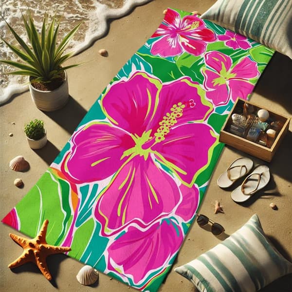 Bomclap Rantapyyhe 70x140cm - Hibiscusblumen - Motif - Kylpypyyhe Matkapyyhe