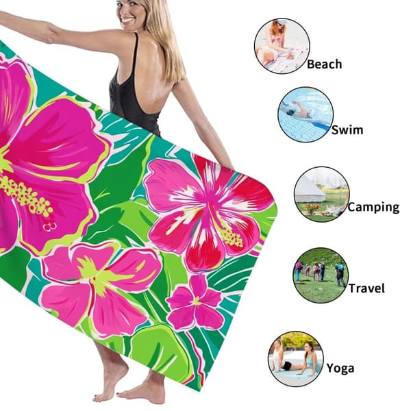 Bomclap Rantapyyhe 70x140cm - Hibiscusblumen - Motif - Kylpypyyhe Matkapyyhe