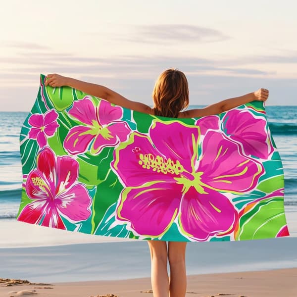 Bomclap Rantapyyhe 70x140cm - Hibiscusblumen - Motif - Kylpypyyhe Matkapyyhe