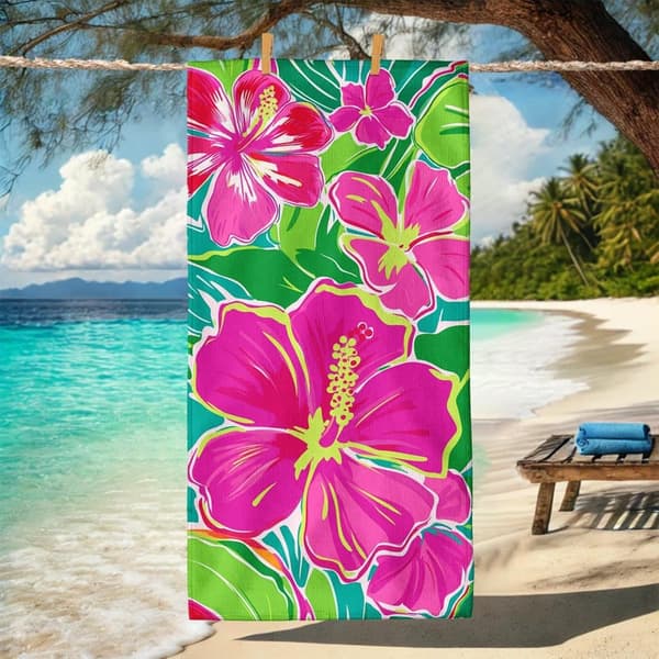Bomclap Rantapyyhe 70x140cm - Hibiscusblumen - Motif - Kylpypyyhe Matkapyyhe