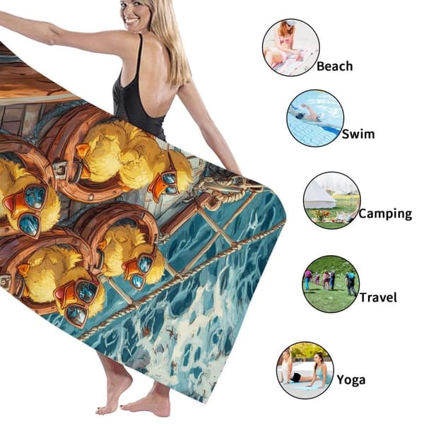 Bomclap Rantapyyhe 70x140cm - Gummibaumwolle mit Sonnenbrille in Ruderbooten - Kylpypyyhe Matkapyyhe