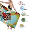 Pikkukuva 4 / 4: Bomclap Rantapyyhe 70x140cm - Kater mit Marakas und Papagei am Strand - Rantapyyhe Matkapyyhe