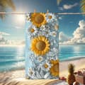 Pikkukuva 2 / 4: Bomclap Rantapyyhe 70x140cm - Sonnenblumen und Margeriten - Motif - Kylpypyyhe Matkapyyhe