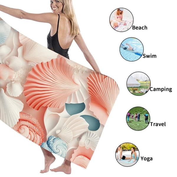 Bomclap Strandhåndklæde 70x140cm - Muschel - Design - Badehåndklæde Rejsehåndklæde