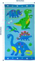 Pikkukuva 5 / 5: Bomclap Lasten kylpypyyhe 100% puuvillaa – pehmeä ja imukykyinen, 160x80 cm, BPA-vapaa, dinosauruskuvio (oliivinvihreä)