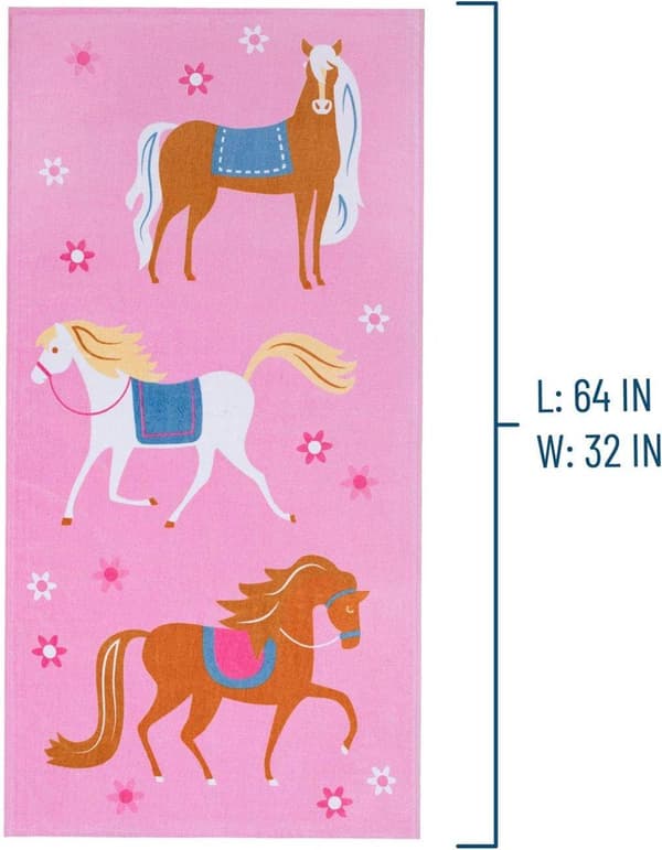 Bomclap lasten kylpypyyhe – 100 % puuvillaa, hevosen design, täydellinen rannalle ja uima-altaalle, 160x80 cm