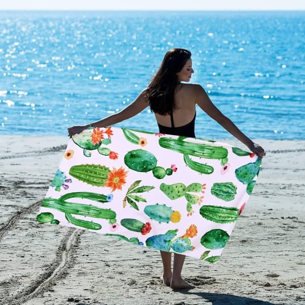 Bomclap Cactus Beach Towel – Ylisuuri 80x160 cm, mikrokuituinen, hiekaton ja imukykyinen, täydellinen lahja