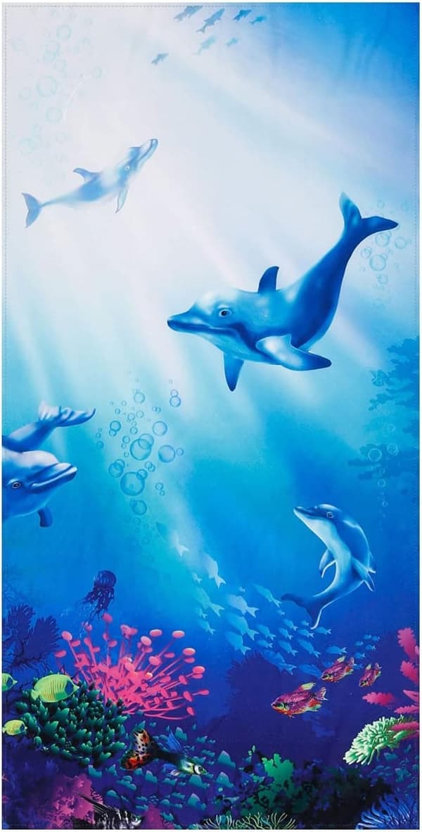 Bomclap Delfin kylpypyyhe – 80x160 cm, söpö design, mikrokuitu, kevyt ja hiekaton, täydellinen lahja lapsille