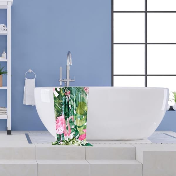 Bomclap Flamingo strandhåndklæde – 80x160 cm, tropisk design, mikrofiber, sandfri, perfekt til yoga og svømning