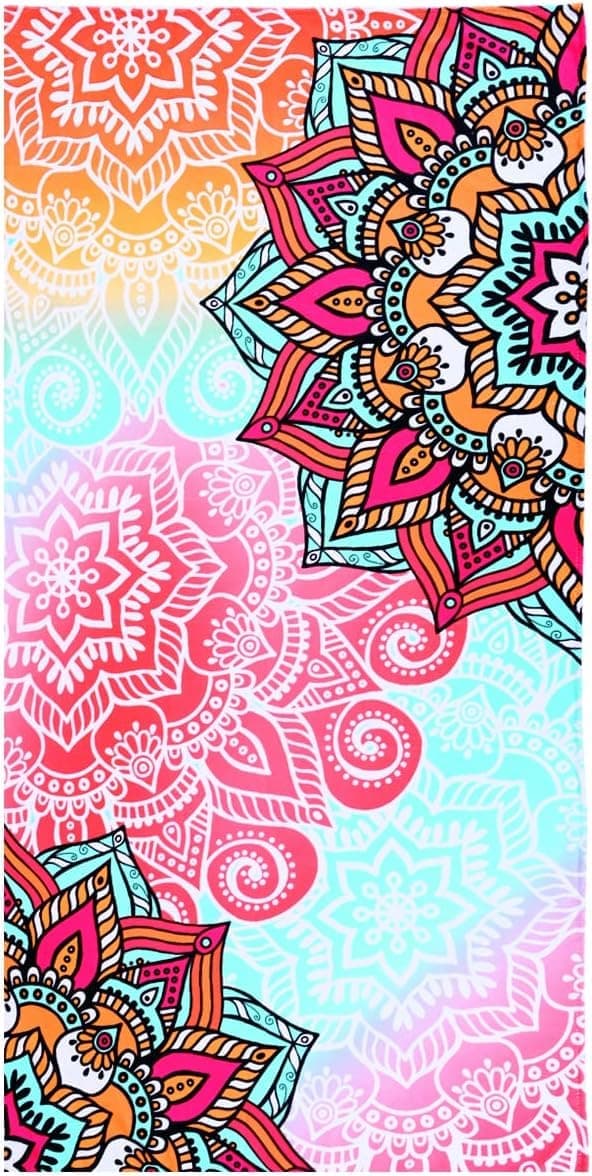 Bomclap Pink Mandala Strandhåndklæde – 80x160 cm, Boho Design, Mikrofiber, Hurtigtørrende & Sandfri