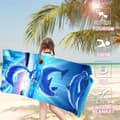 Pikkukuva 3 / 6: Bomclap Dolphin rantapyyhe – 80x160 cm, Abstrakti eläindesign, mikrokuitu, hiekaton, hauska lahja lapsille