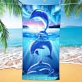 Pikkukuva 1 / 6: Bomclap Dolphin rantapyyhe – 80x160 cm, Abstrakti eläindesign, mikrokuitu, hiekaton, hauska lahja lapsille