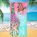Pikkukuva 1 / 7: Bomclap Giraffe -kylpypyyhe – 80x160 cm, sinivihreä ja vaaleanpunainen mandala, mikrokuitu, abstrakti ja hiekaton, ainutlaatuinen lahja