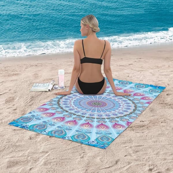 Bomclap Mandala strandhåndklæde – 80x160 cm, bohemedesign, mikrofiber, sandløs, gave til yogaentusiaster