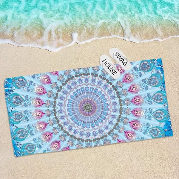 Bomclap Mandala strandhåndklæde – 80x160 cm, bohemedesign, mikrofiber, sandløs, gave til yogaentusiaster