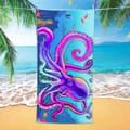 Pikkukuva 1 / 7: Bomclap Blue Octopus rantapyyhe – 80x160 cm, mikrokuitu, oversized, hiekaton ja nopeasti kuivuva