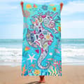 Pikkukuva 3 / 6: Bomclap Seahorse -kylpypyyhe – 80x160 cm, sininen design, mikrokuitu, hiekaton, ainutlaatuinen lahja naisille