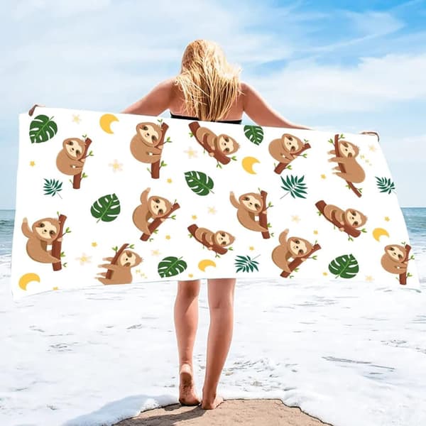 Bomclap Dovendyr Badehåndklæde – 80x160 cm, Sødt Design, Mikrofiber, Sandfri & Hurtigtørrende, Sjov Gave