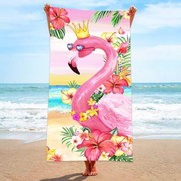 Bomclap Flamingo Strandhåndklæde – 80x160 cm, Pink Design, Mikrofiber, Sandfri, Perfekt til Strand og Pool