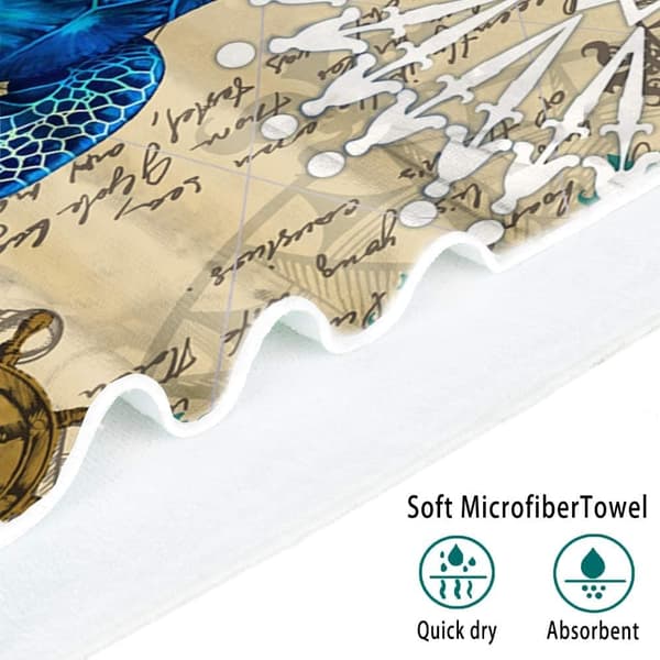 Bomclap Turtle -kylpypyyhe – 80x160 cm, Boho Blue Design, mikrokuitu, hiekaton, lahja meren ystäville