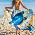 Miniatyrbillede 2 af 7: Bomclap Turtle Badehåndklæde – 80x160 cm, Boho Blue Design, Mikrofiber, Sandfri, Gave til havelskere