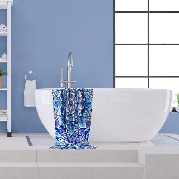 Bomclap Mandala mikrokuituinen kylpypyyhe – 80x160 cm, boheemi design, ylisuuri, nopeasti kuivuva ja imukykyinen