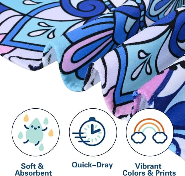 Bomclap Mandala mikrokuituinen kylpypyyhe – 80x160 cm, boheemi design, ylisuuri, nopeasti kuivuva ja imukykyinen