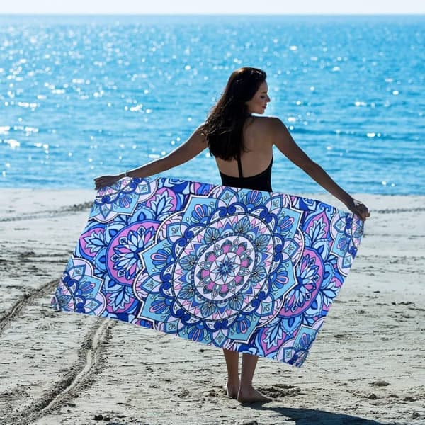 Bomclap Mandala mikrokuituinen kylpypyyhe – 80x160 cm, boheemi design, ylisuuri, nopeasti kuivuva ja imukykyinen