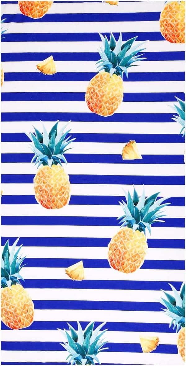 Bomclap Stribet Ananas Strandhåndklæde – 80x160 cm, Farverigt Design, Mikrofiber, Absorberende & Sandfri