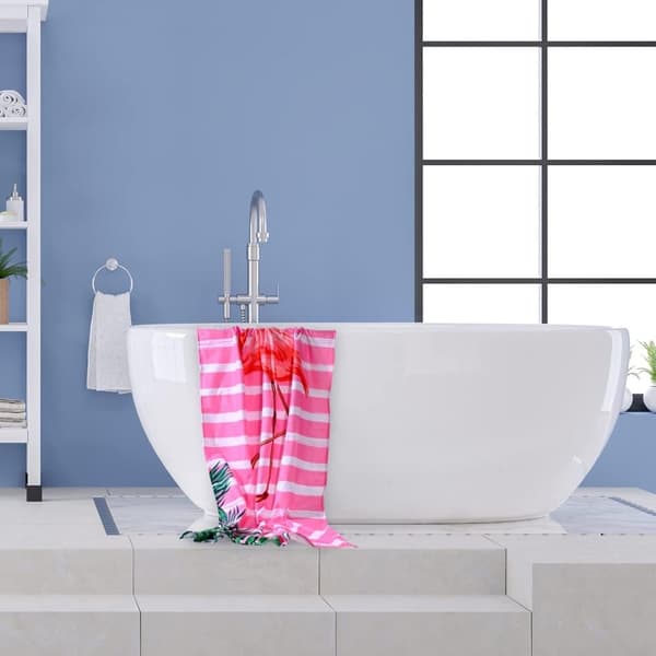 Bomclap vaaleanpunainen flamingokylpypyyhe – 80x160 cm, mikrokuitu, kevyt, hiekaton, täydellinen lahja tytöille