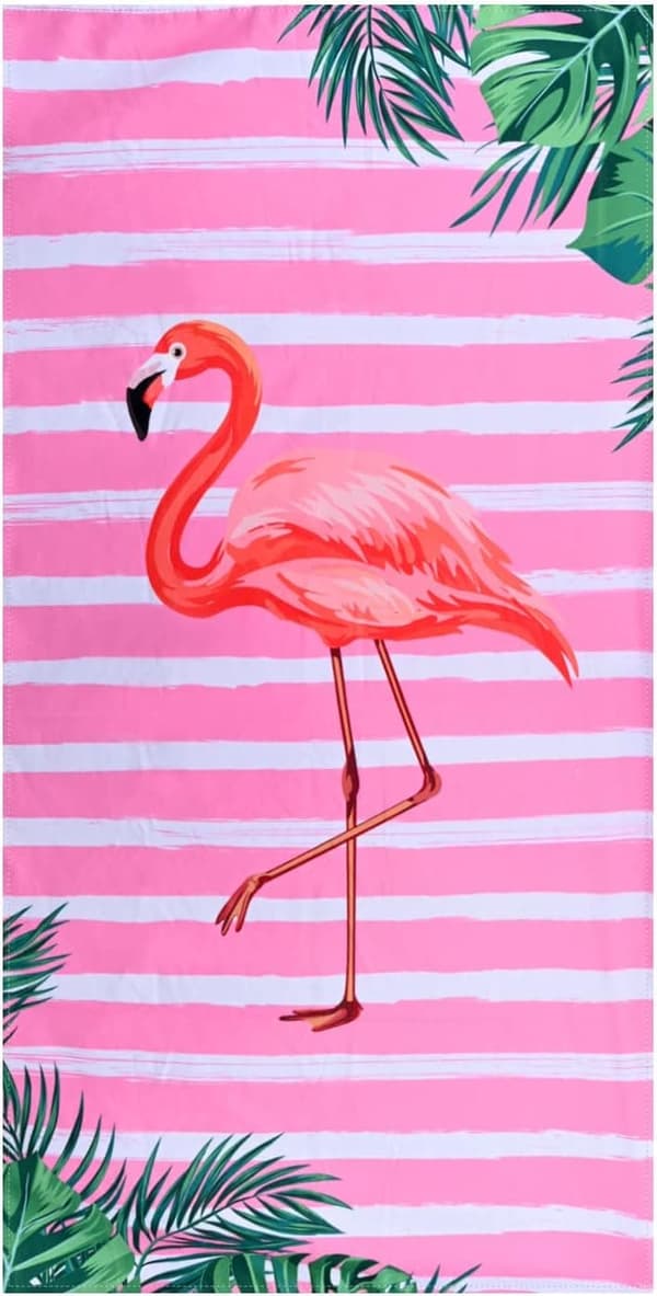 Bomclap vaaleanpunainen flamingokylpypyyhe – 80x160 cm, mikrokuitu, kevyt, hiekaton, täydellinen lahja tytöille