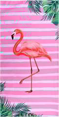 Pikkukuva 2 / 6: Bomclap vaaleanpunainen flamingokylpypyyhe – 80x160 cm, mikrokuitu, kevyt, hiekaton, täydellinen lahja tytöille
