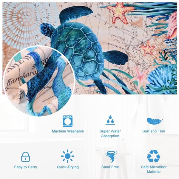 Bomclap Sea Turtle rantapyyhe – 80x160 cm, ylisuuri, mikrokuitu, hiekaton, lahja kaiken ikäisille