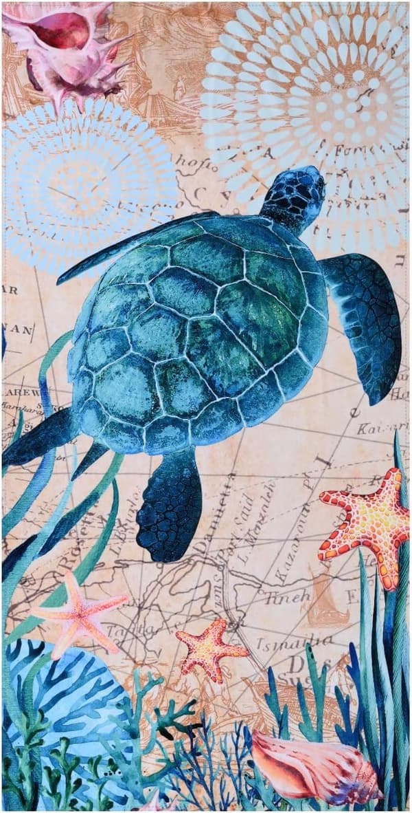 Bomclap Sea Turtle rantapyyhe – 80x160 cm, ylisuuri, mikrokuitu, hiekaton, lahja kaiken ikäisille