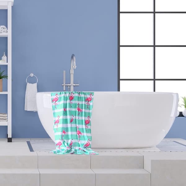 Bomclap Blue Flamingo Strandhåndklæde – 80x160 cm, Microfiber, Oversized, Let & Sandfri, Gave