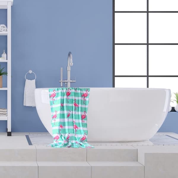 Bomclap Blue Flamingo Strandhåndklæde – 80x160 cm, Microfiber, Oversized, Let & Sandfri, Gave