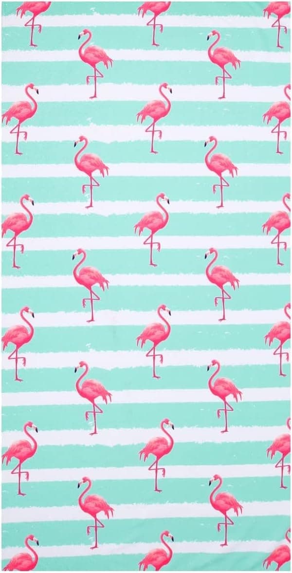 Bomclap Blue Flamingo Strandhåndklæde – 80x160 cm, Microfiber, Oversized, Let & Sandfri, Gave