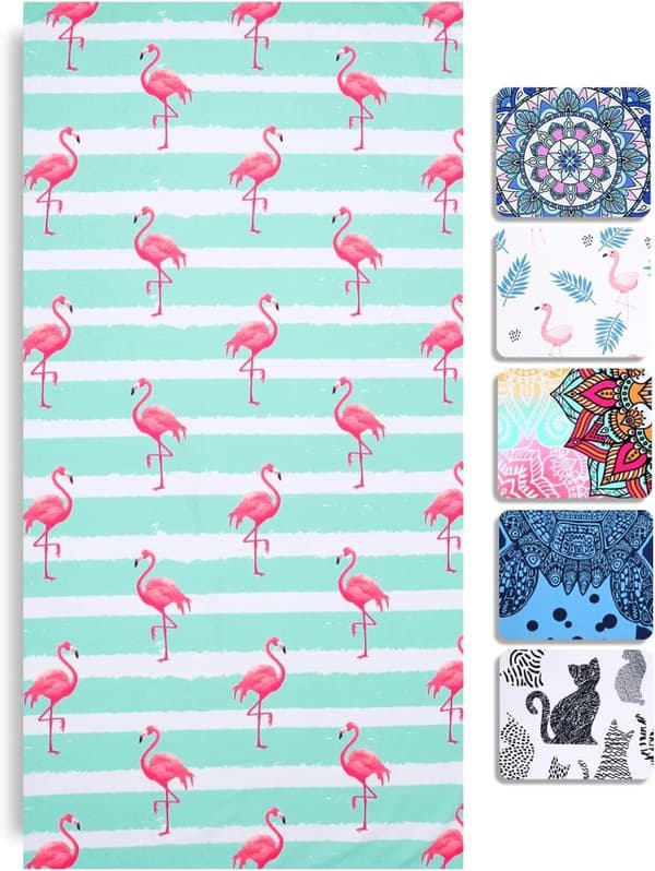 Bomclap Blue Flamingo Strandhåndklæde – 80x160 cm, Microfiber, Oversized, Let & Sandfri, Gave